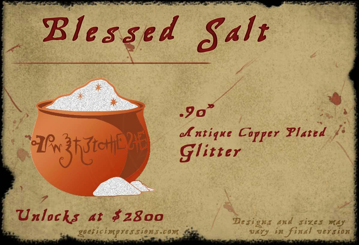 Enamel Pin Design of a jar of blessed salt inspired by the ritual in the Grimorium Verum