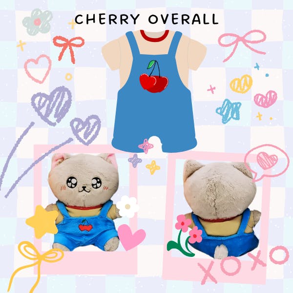 Cherry Overrall for Cat Plushie