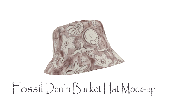 Denim fossil print bucket hat