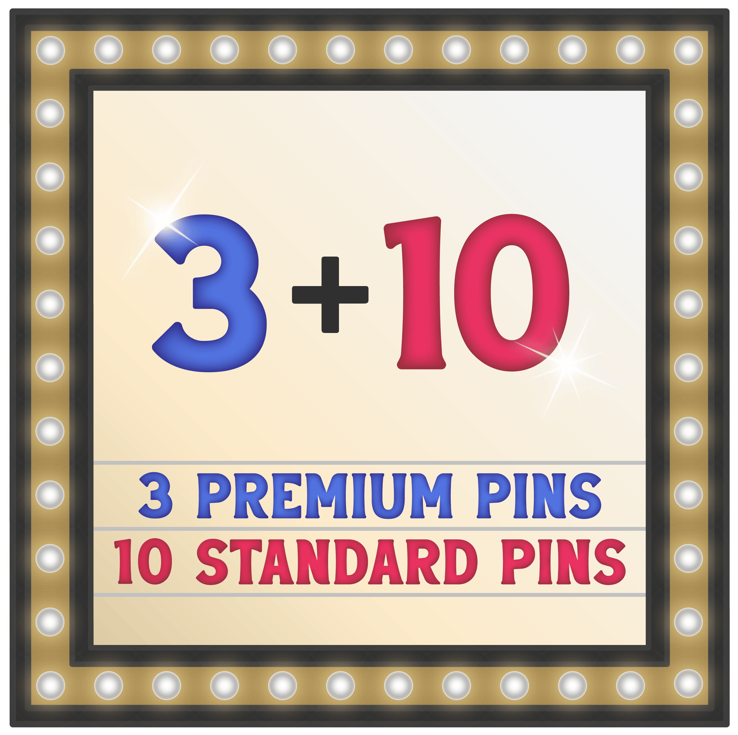 Three Premium Pins + Ten Standard Pins