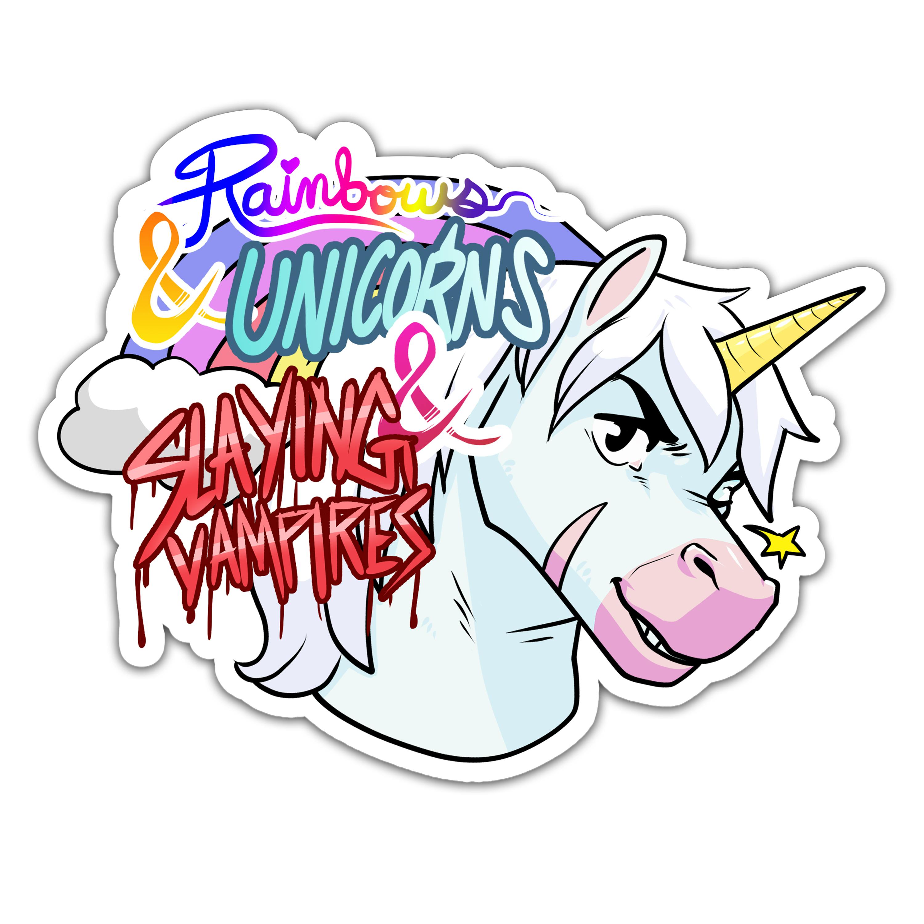 "Rainbows and Unicorns" 3" Sticker