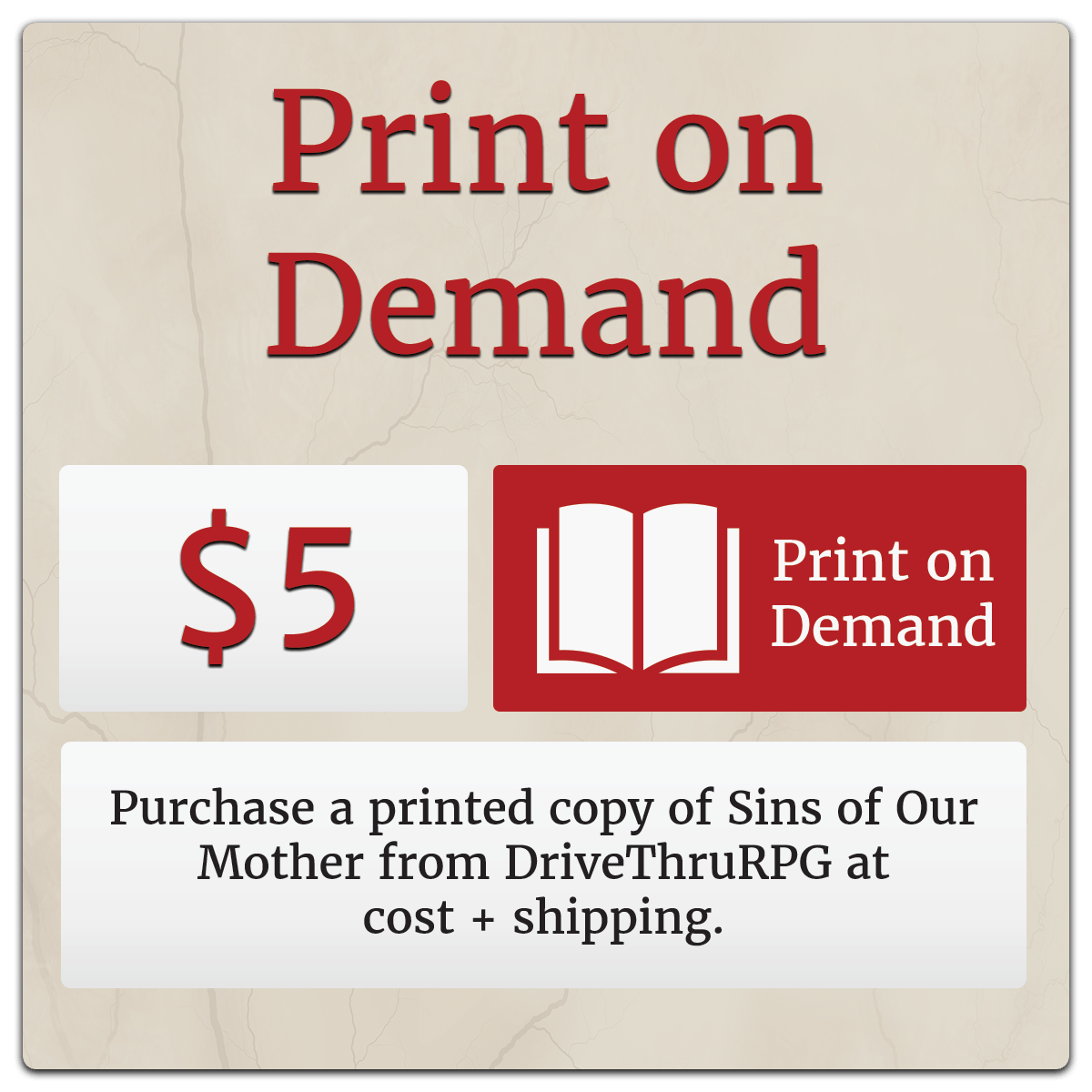 Sins of Our Mother Print on Demand