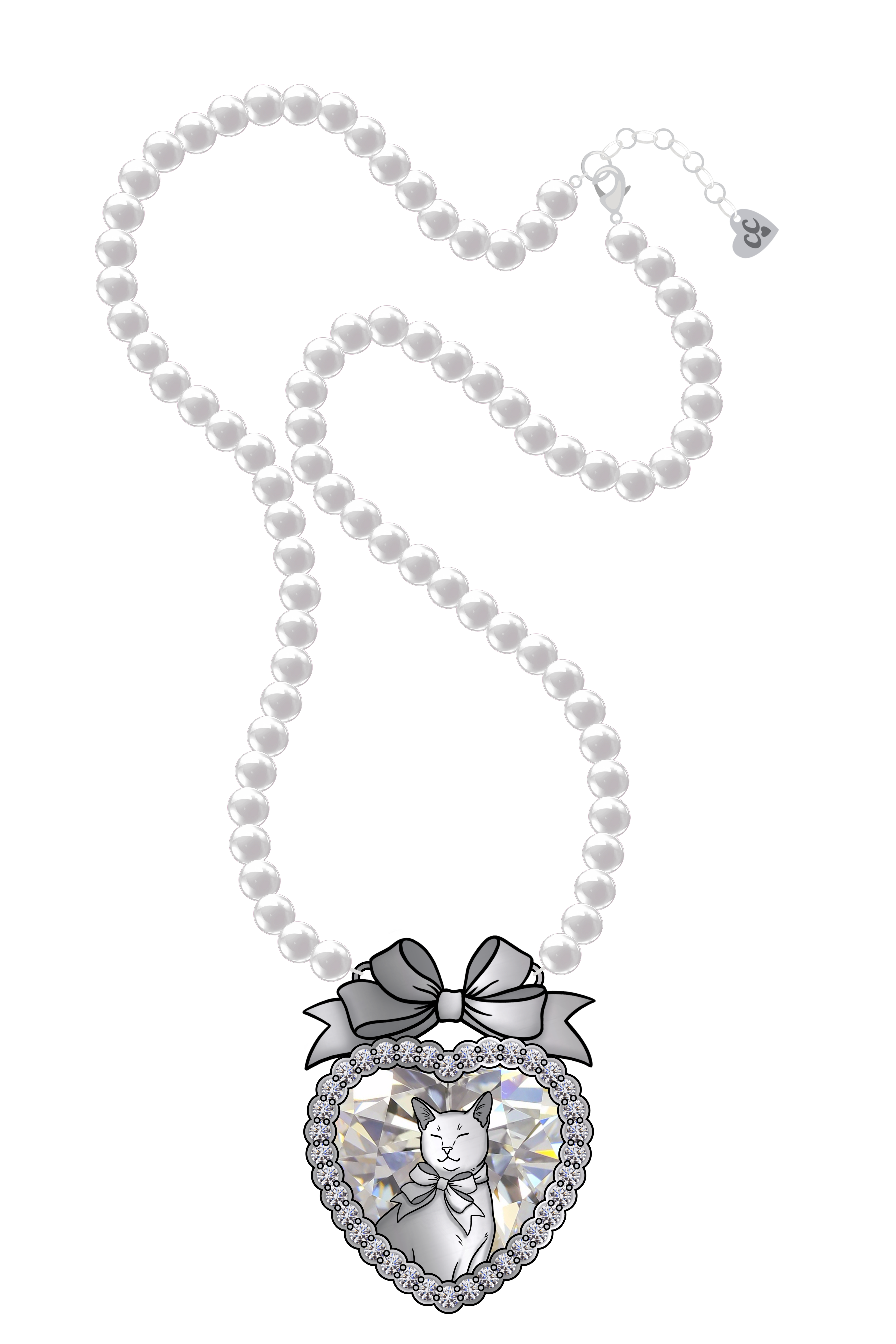 Cœur de Chat necklace - Clear iridescent cz