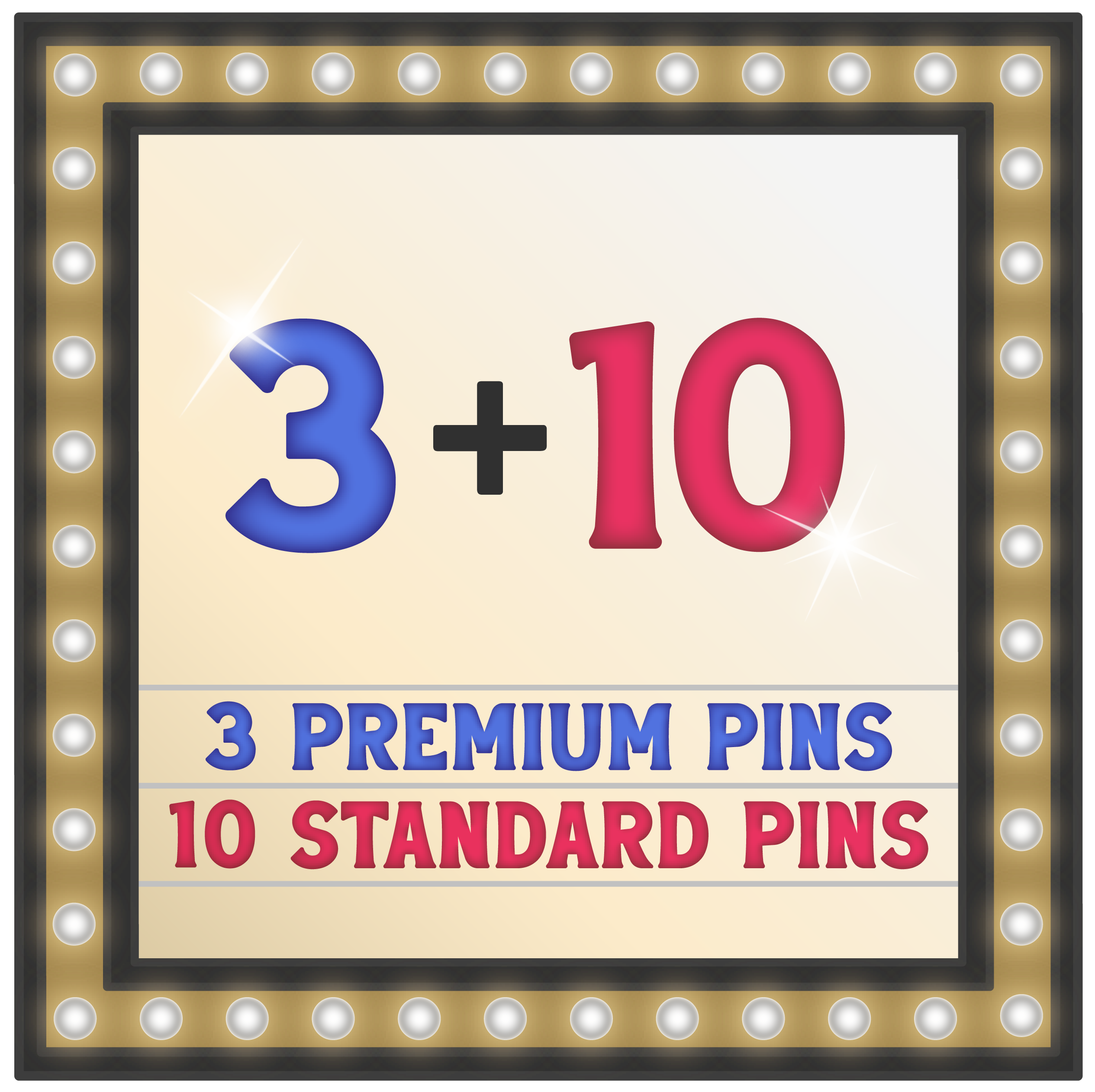 Three Premium Pins + Ten Standard Pins