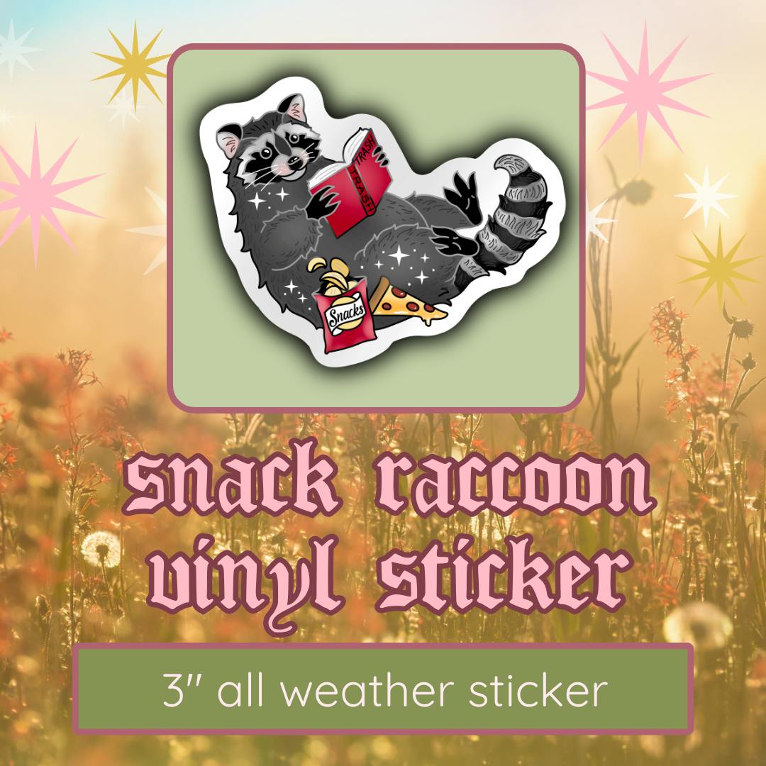STICKER- Snacks Raccoon