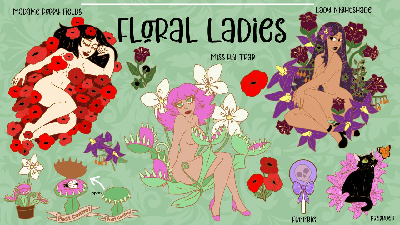 Floral Ladies Enamel Pins