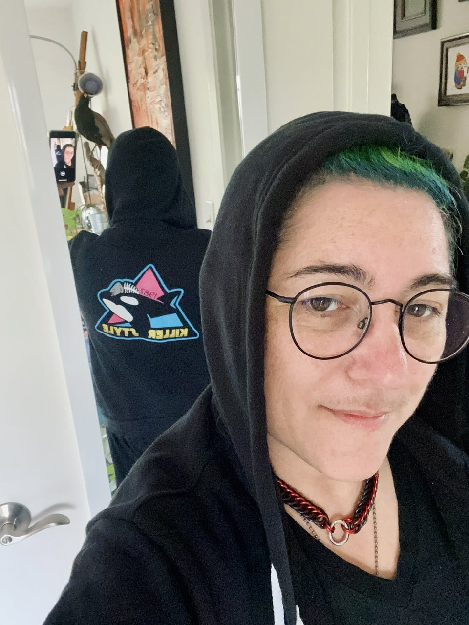 mirror selfie of me in the hoodie