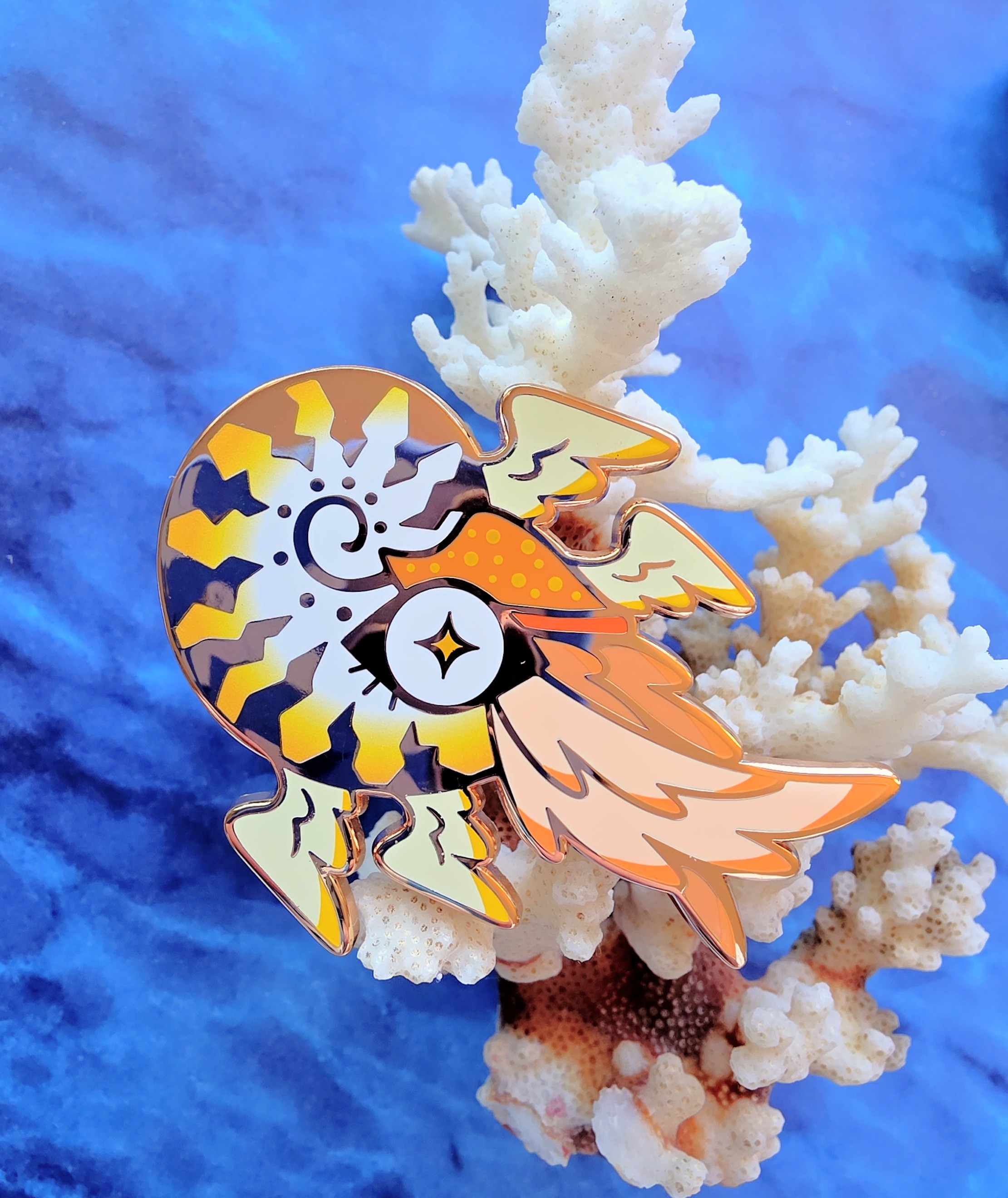 Star Gazing Nautilus | 2.3 inch Angelic Nautilus Enamel Pin