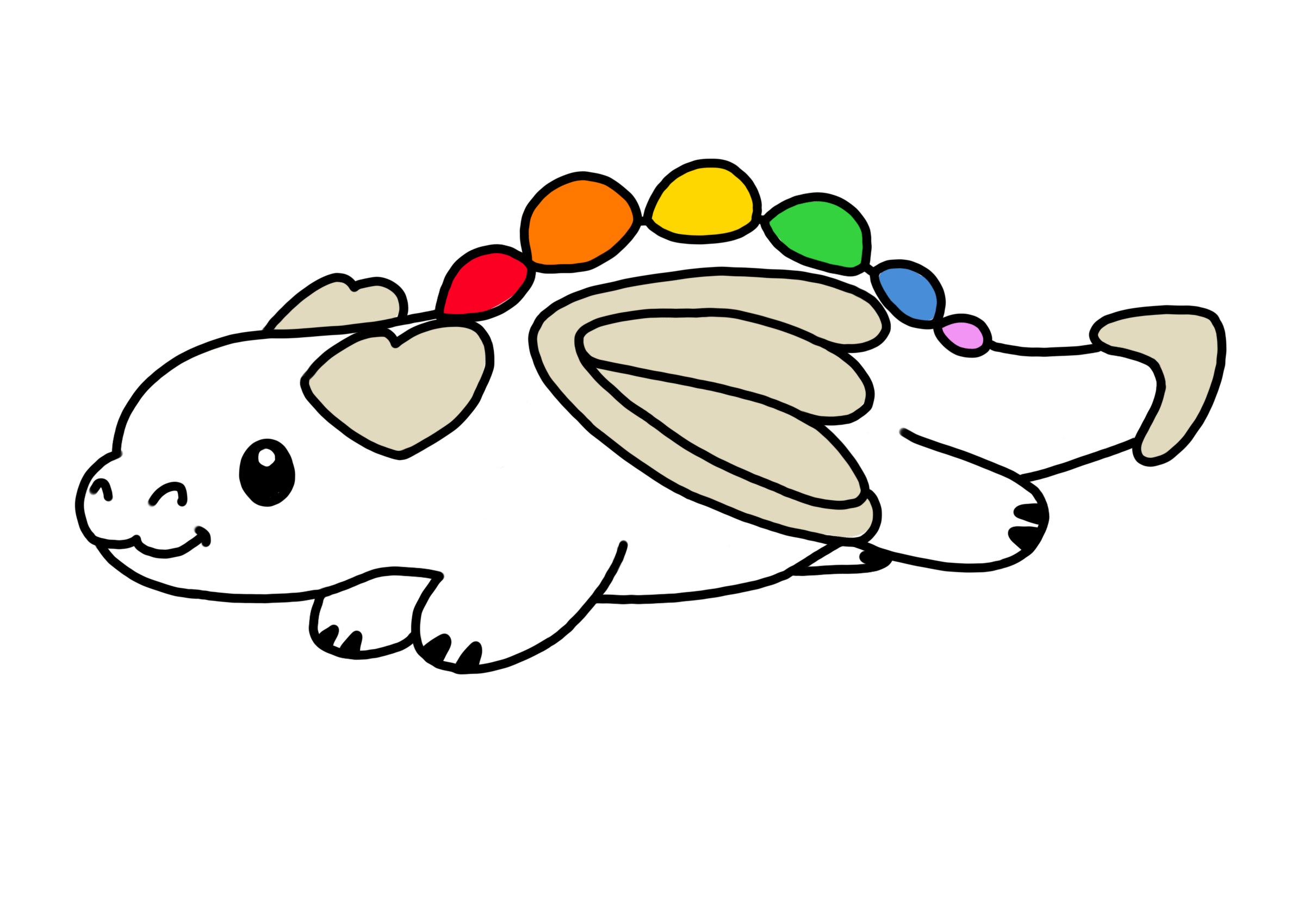 Rainbow white dragon enamel pin