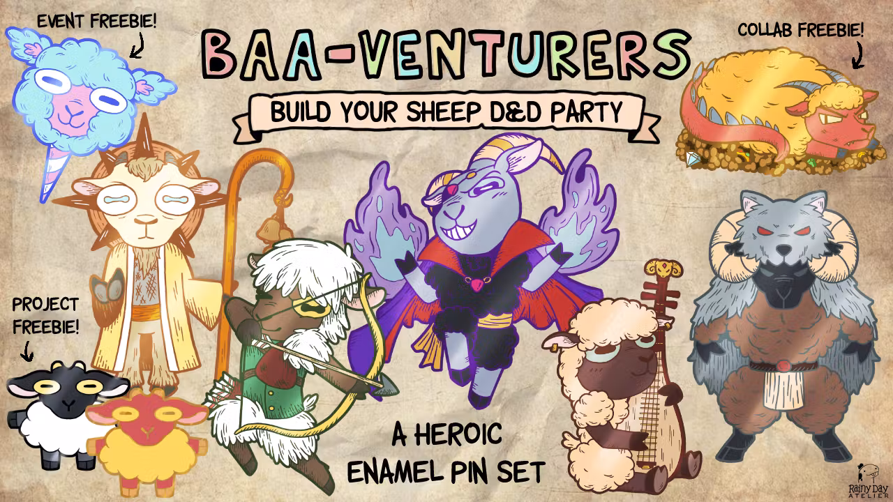 Baa-venturers: Fantasy Sheep Enamel Pins