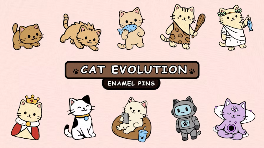 Cat Evolution: Enamel Pins