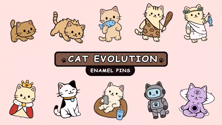 Cat Evolution: Enamel Pins