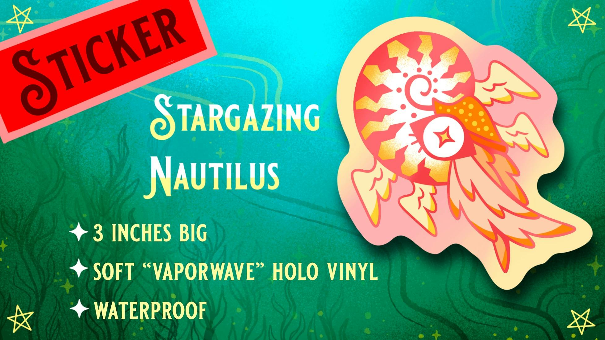 Stargazing Nautilus Holo Vinyl Sticker