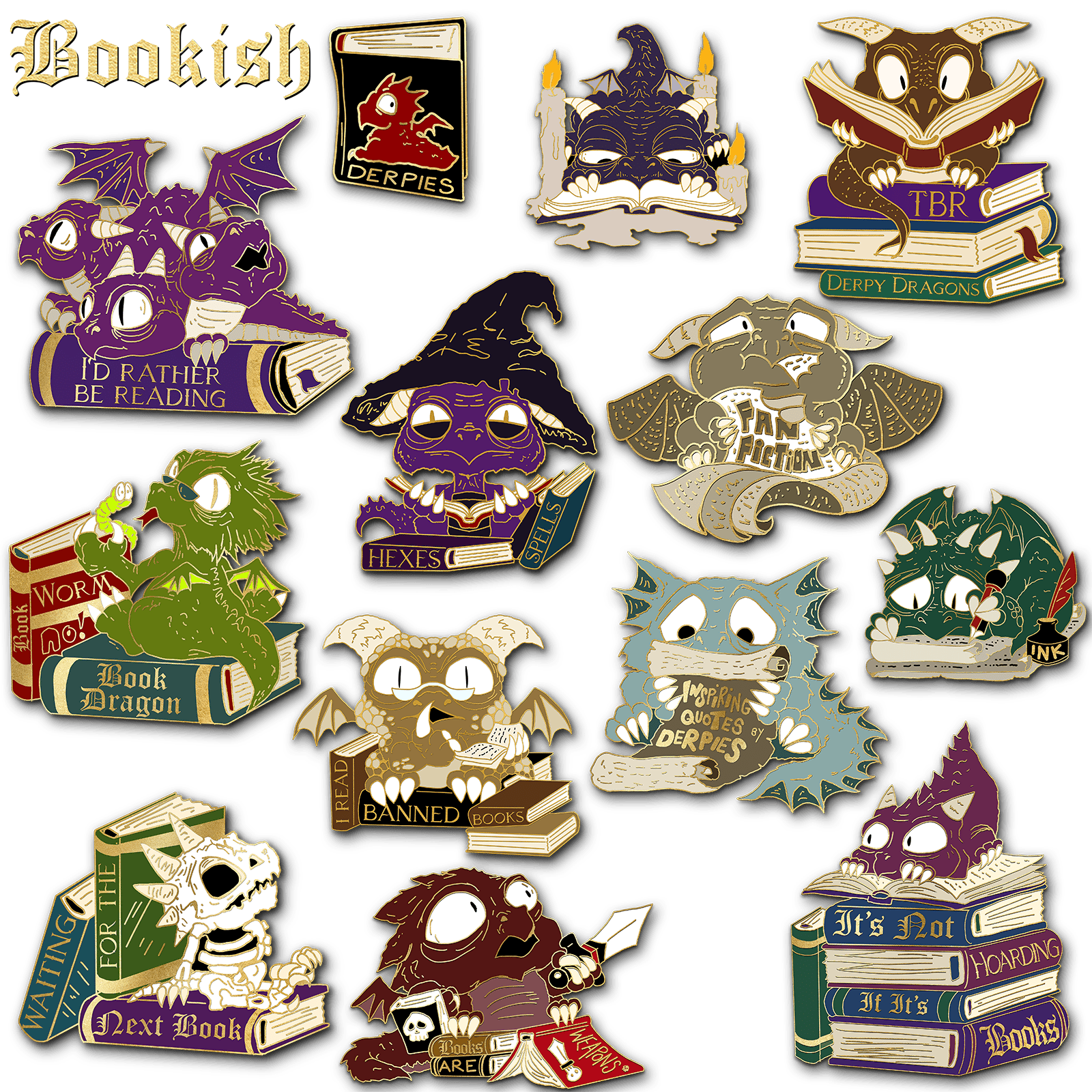 Bookish Derpy dragon pin