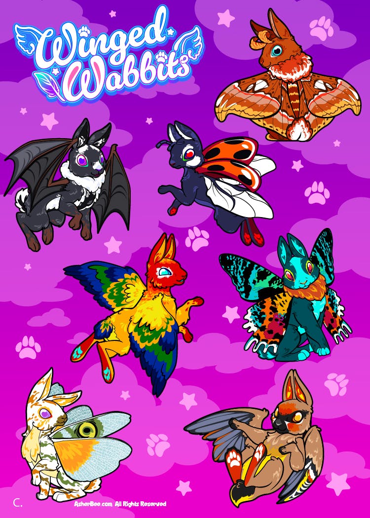 Winged Wabbit Sticker Sheet C