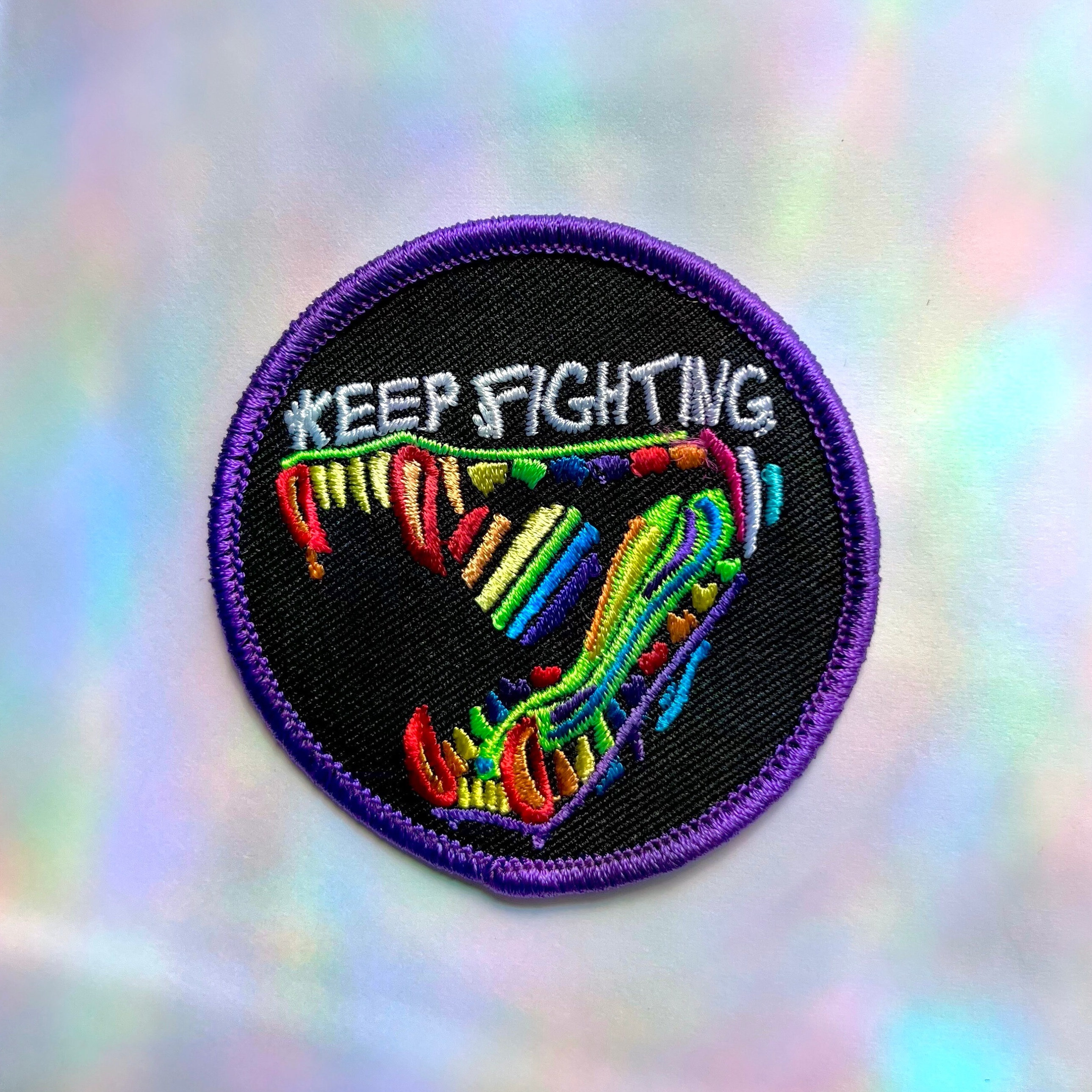 Rainbow pride flag teeth iron-on patch