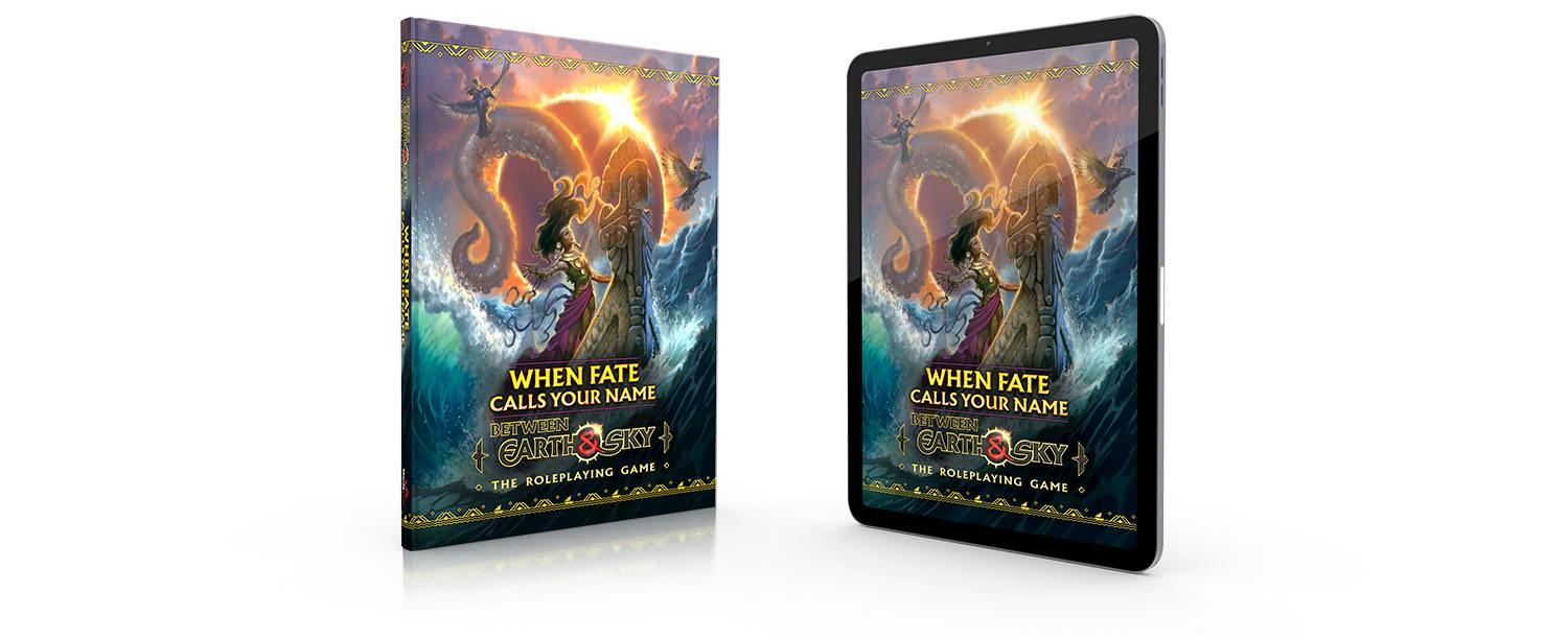 An illustration of When Fate Calls Your Name in hardcover and in digital PDF on an iPad.