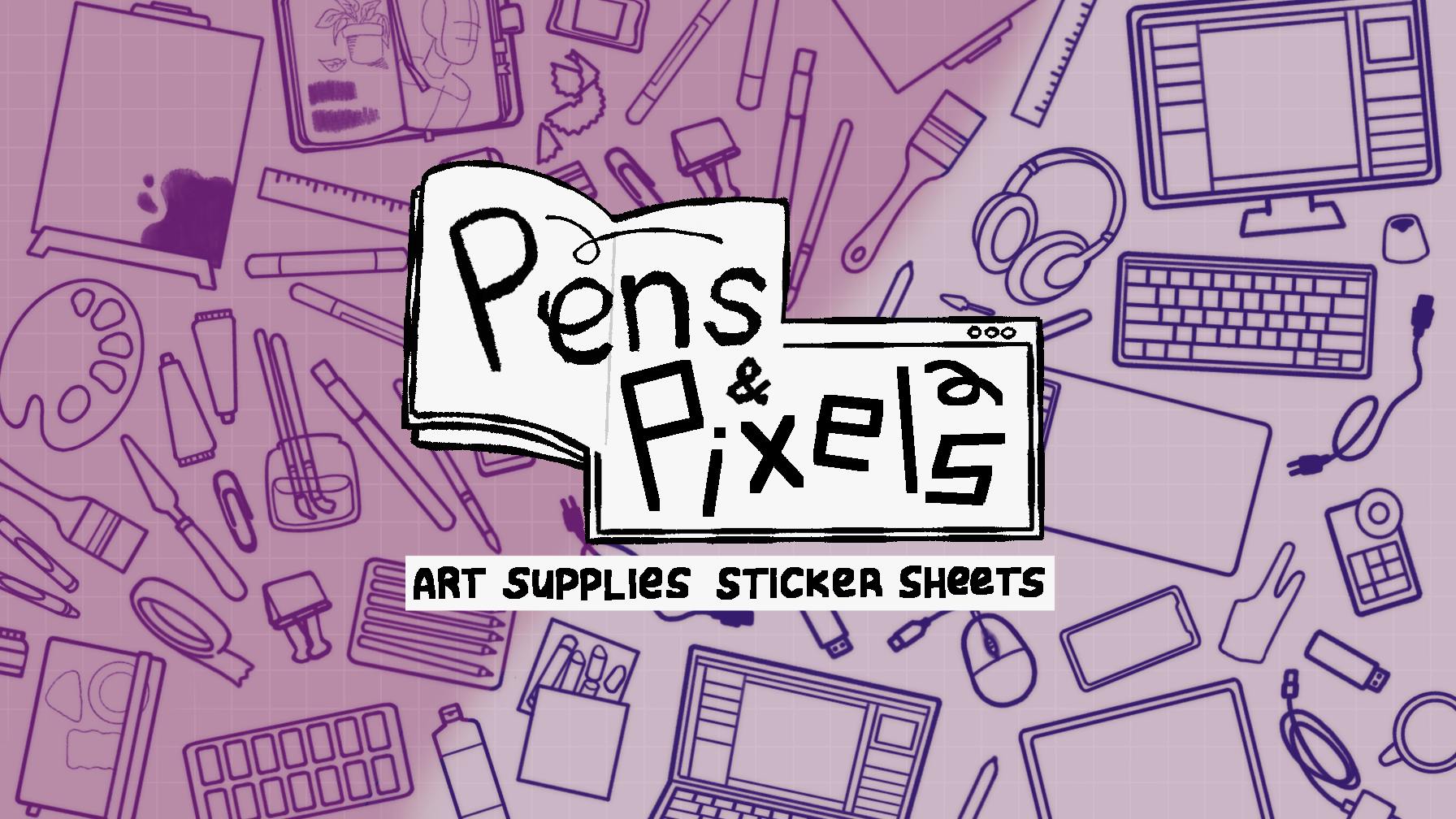 Pens & Pixels — Art Supplies Sticker Sheets