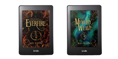 ebook mockups of Everfire and Memory Weave by Kel E Fox