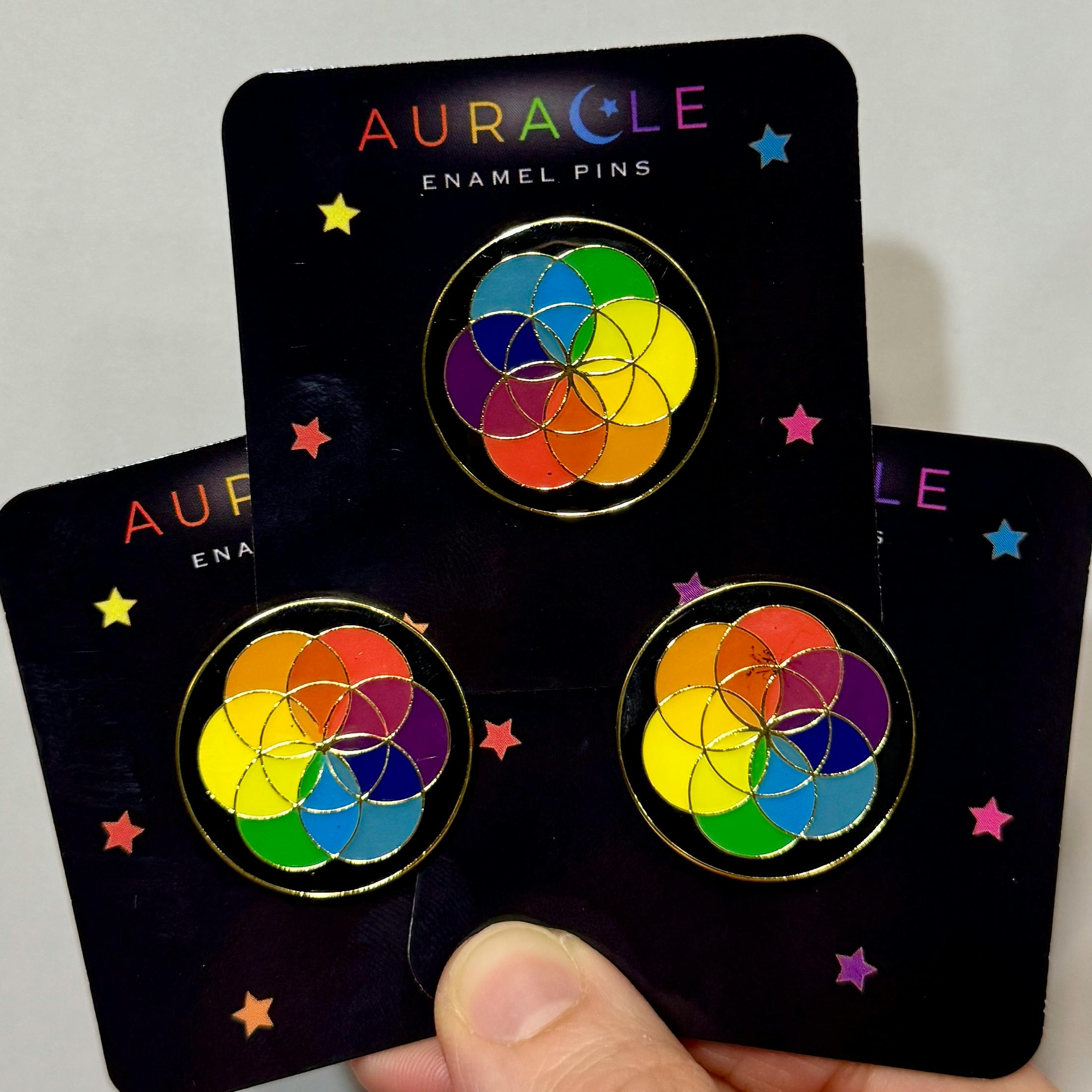 IMPERFECT Rainbow Aura Seed of Life Pin