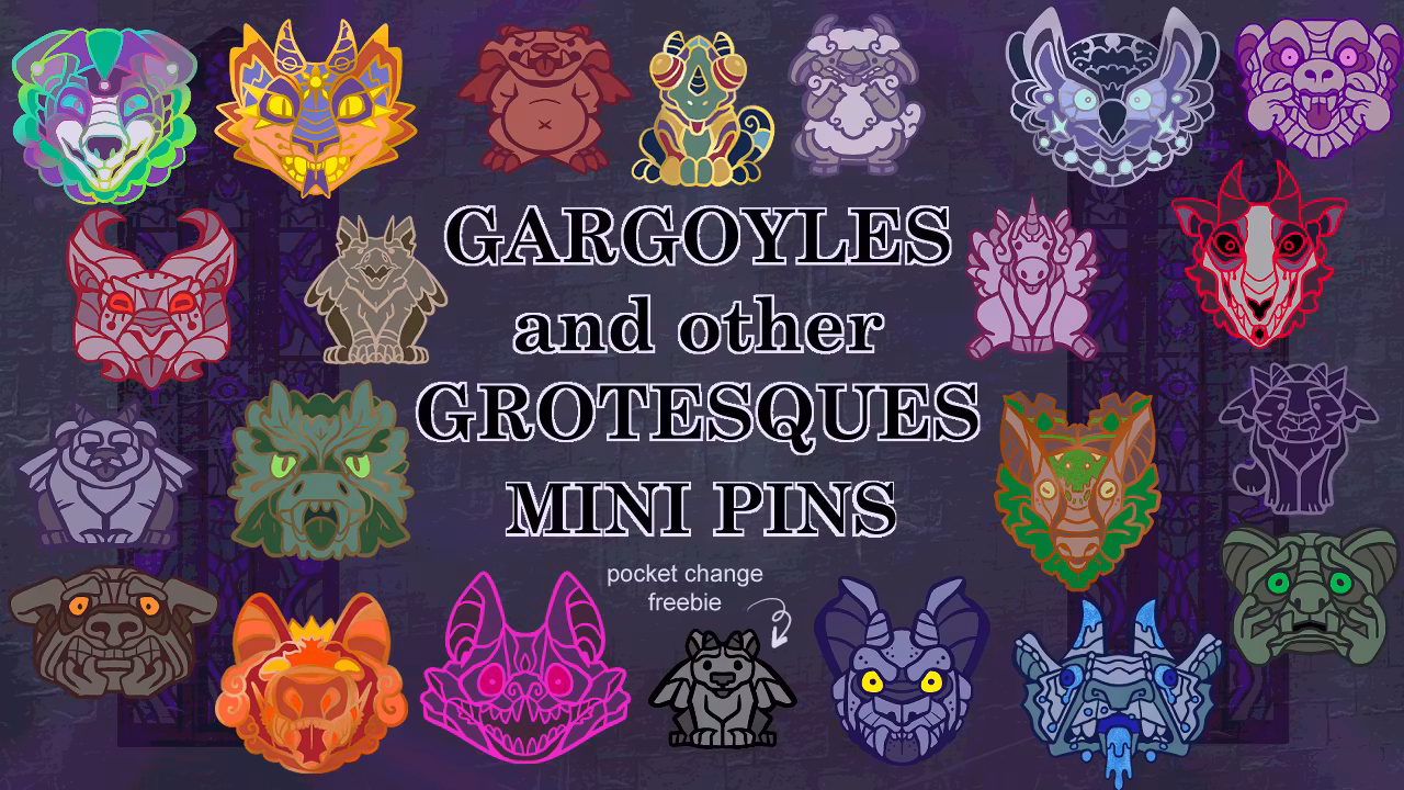 Gargoyles and grotesques pocket change mini pins