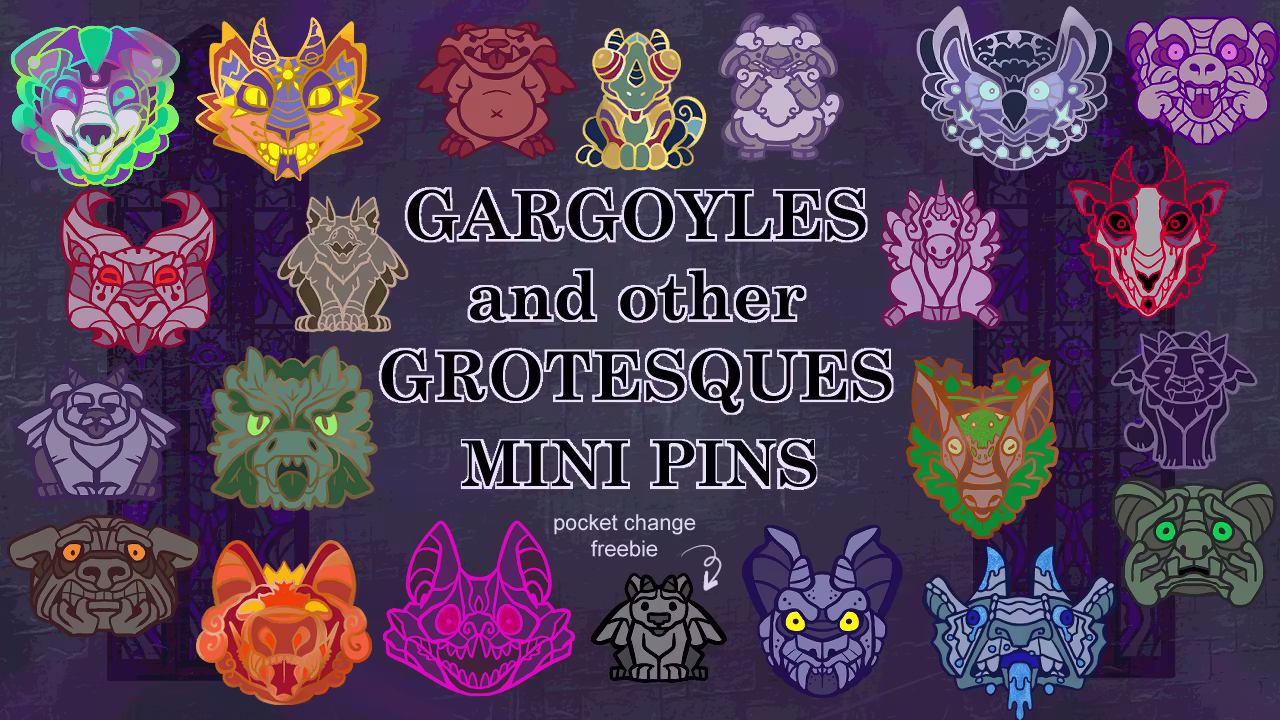 Gargoyles and grotesques pocket change mini pins