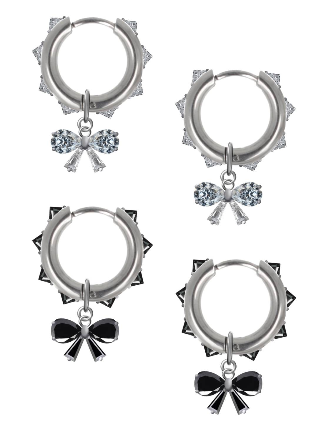 Spikes & Ribbon Huggie Earrings