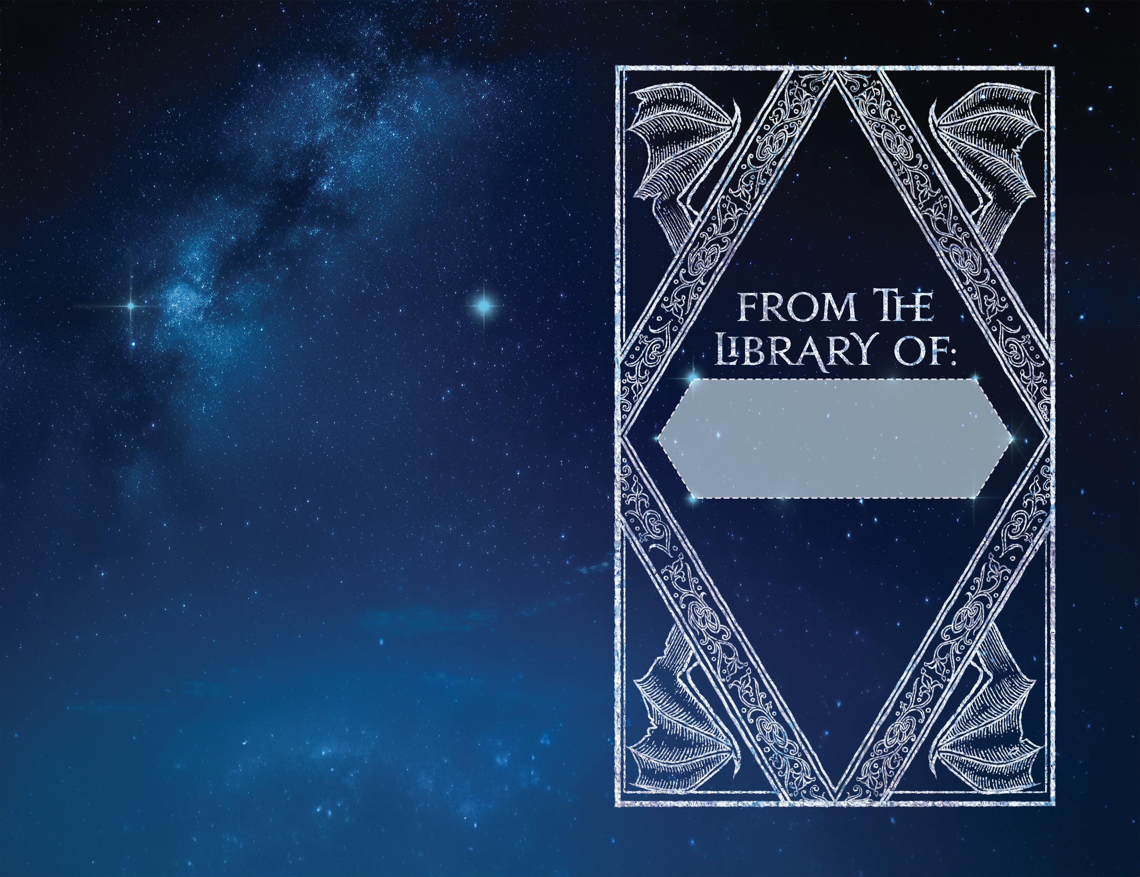 opening endpaper with filigree frame and wings