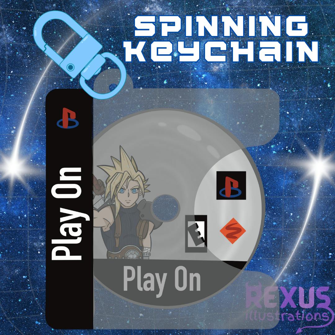 FFVII 2.5"x2.3" Spinning Acrylic Keychain