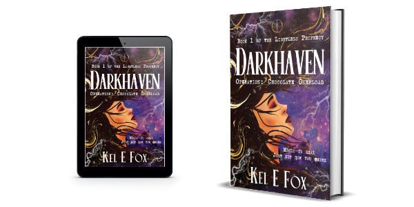 Ebook and hardcover mockups of Darkhaven