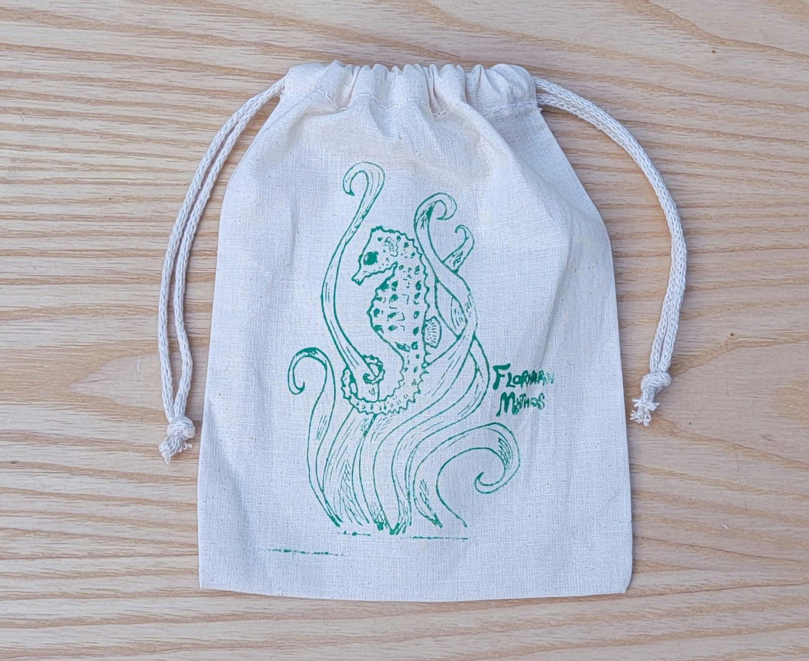 Organic cotton hand stamped card bag