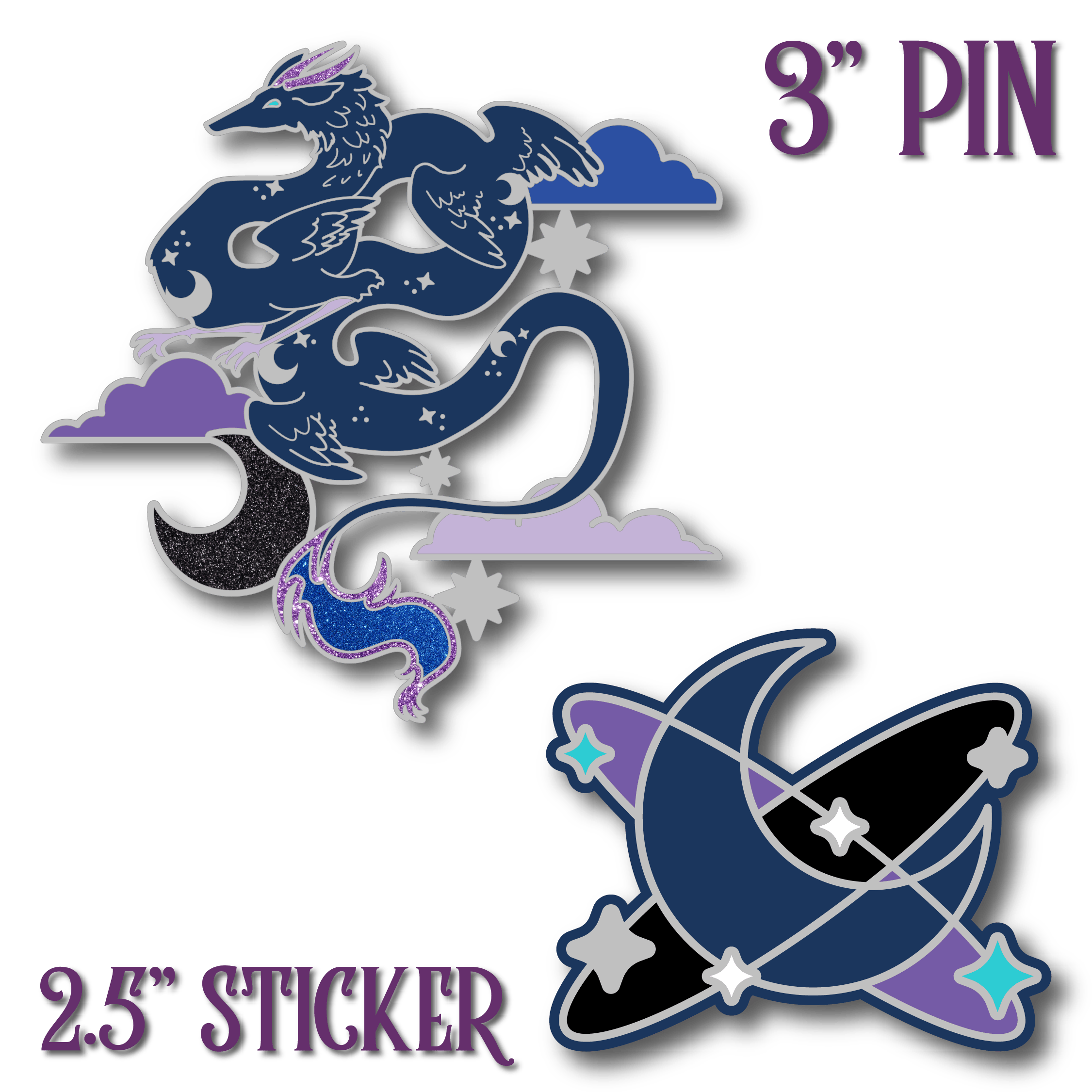 Lunar Moon 3" Pin & 2.5" Sticker