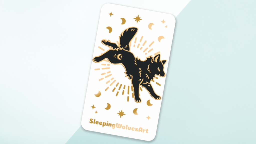 Night Leaping Wolf Pin