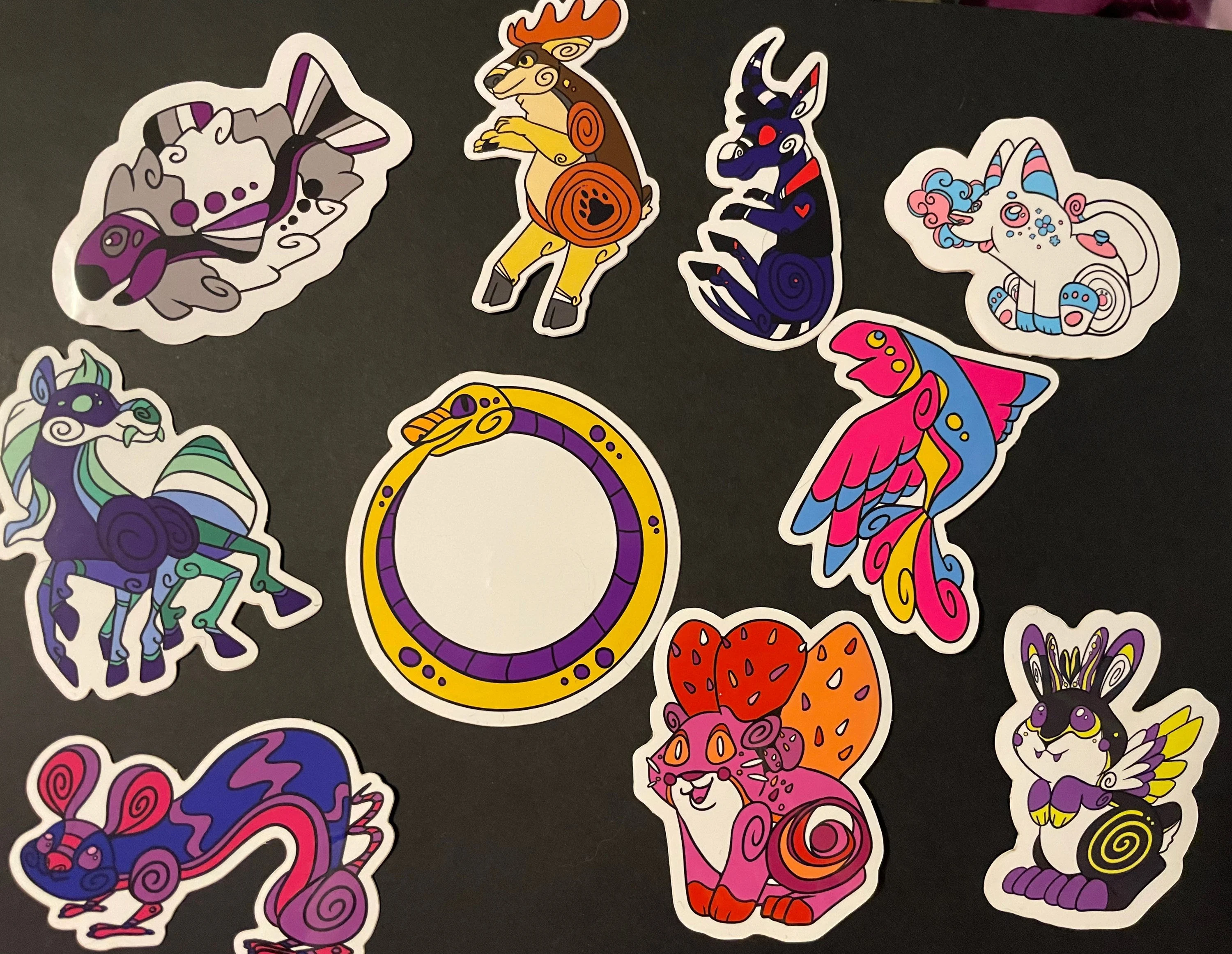 Pride flag fearsome critters sticker set