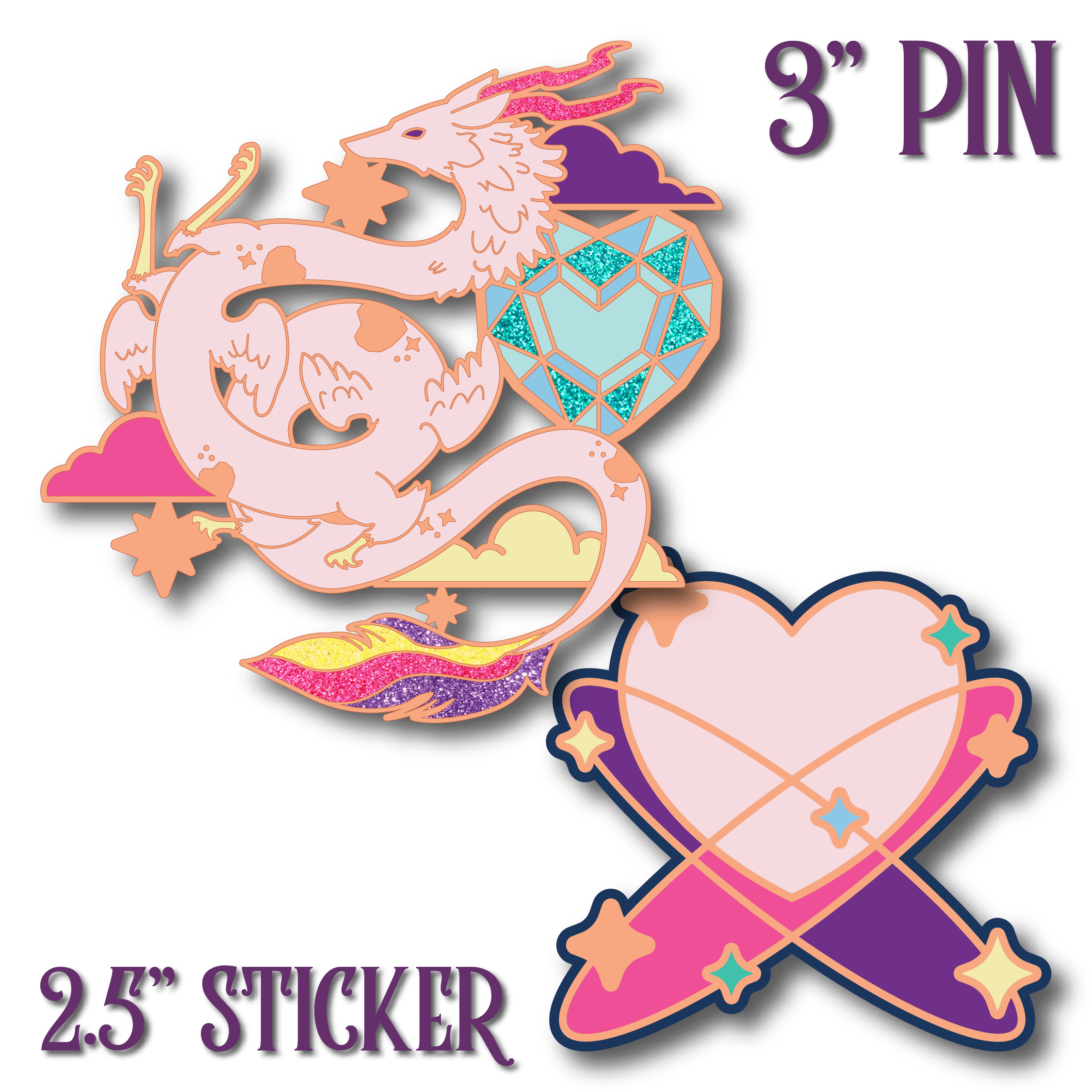 Amore Heart 3" Pin & 2.5" Sticker
