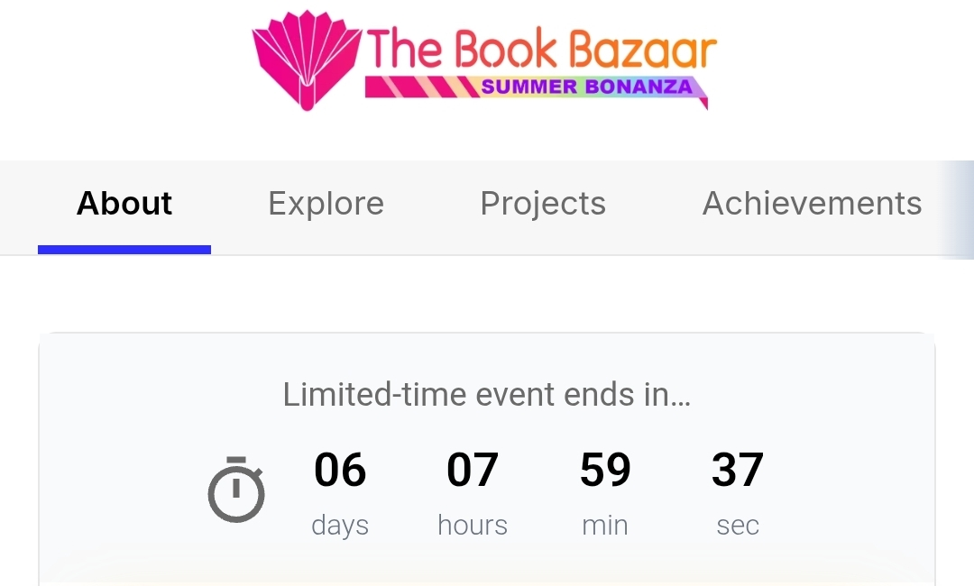 screenshot from backerkit showing 6 days, 7 hours and 59 minutes left of the book bazaar summer bonanaza