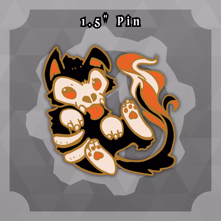 Dungeon Familiars: 1.5in Hellpup Sulfur Pin