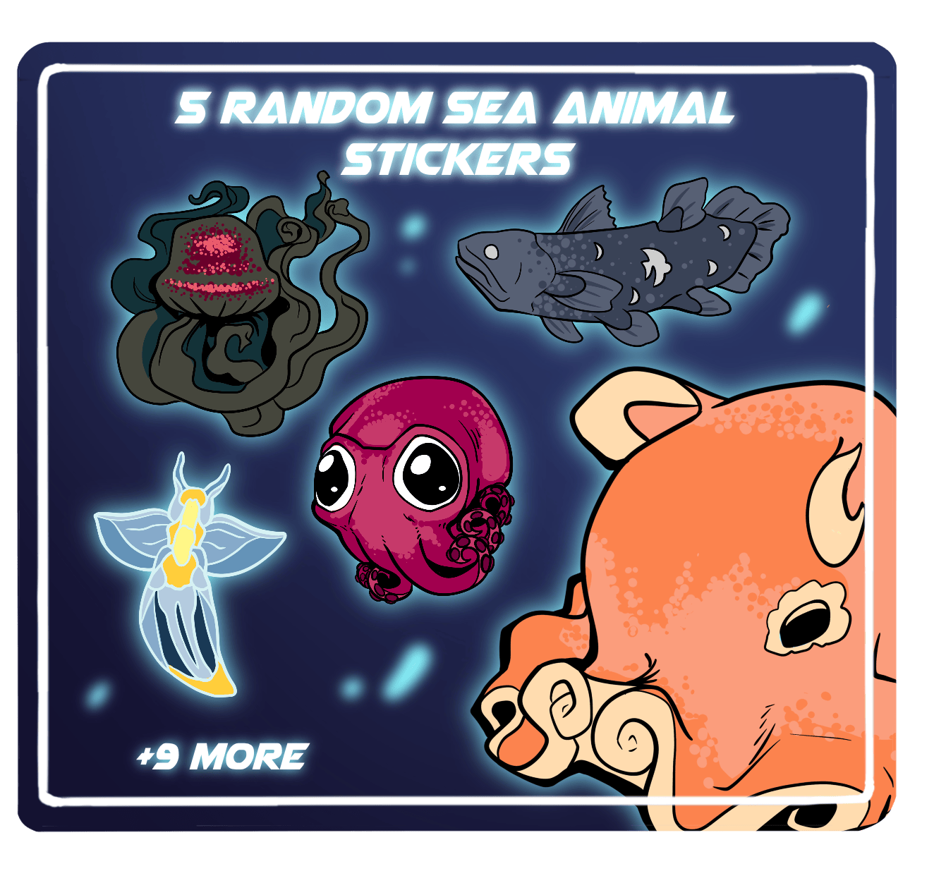 5 random sea animal stickers