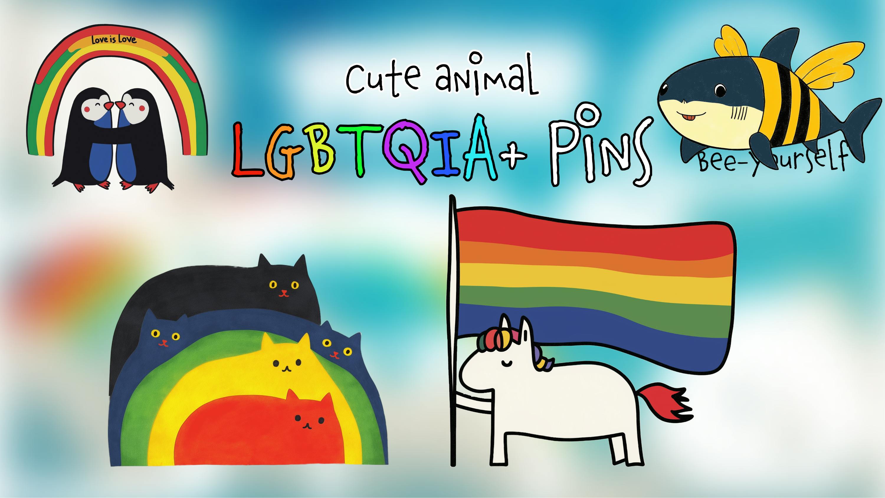 cute LGBTQIA+ animals - Enamel pin collection