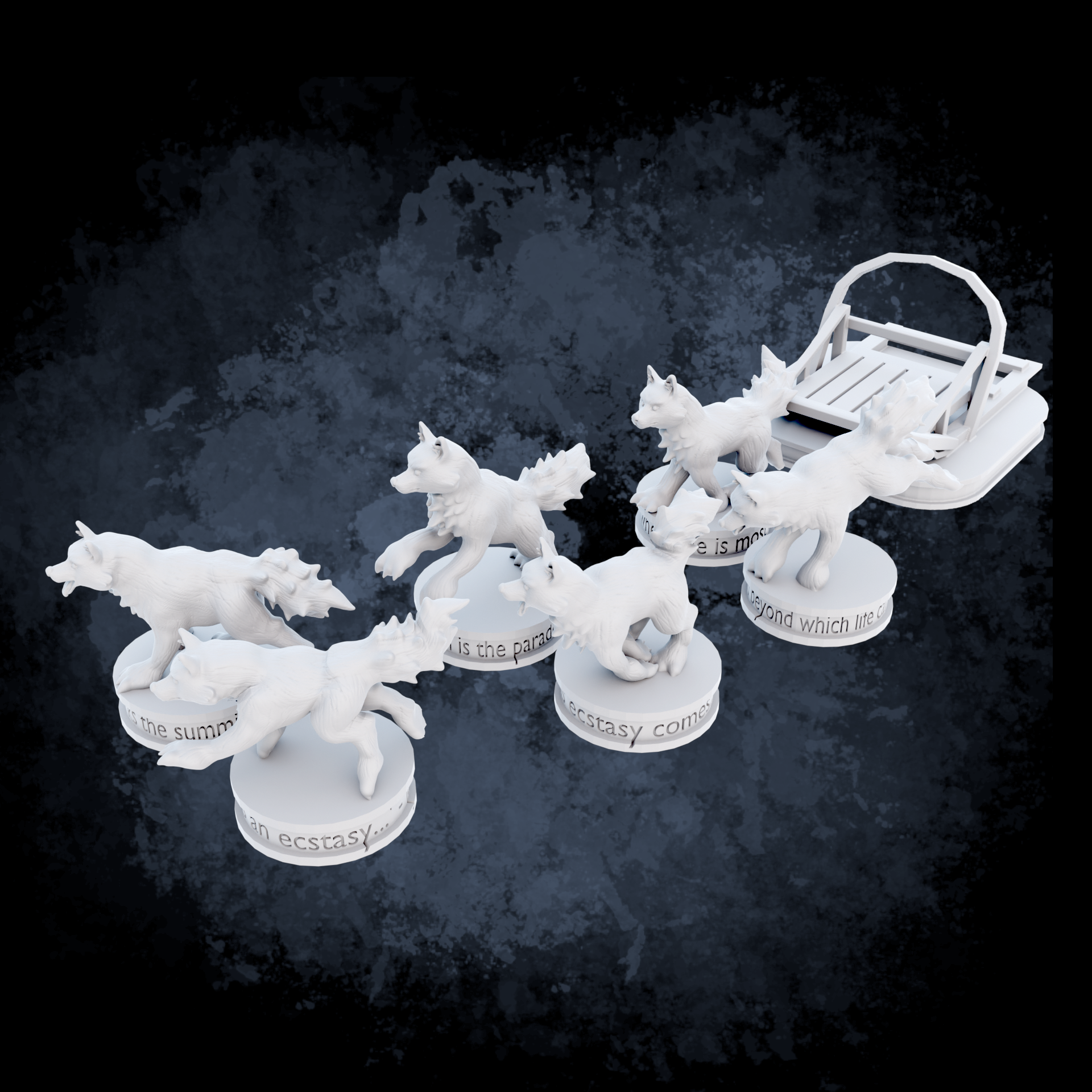 Dogs and Sled Miniatures