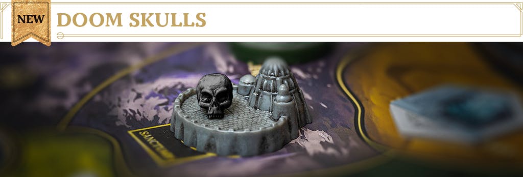 black doom skull on bazaar building miniature