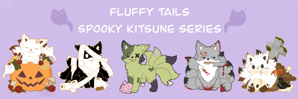 Fluffy Tails-Spooky Kitsune Pins