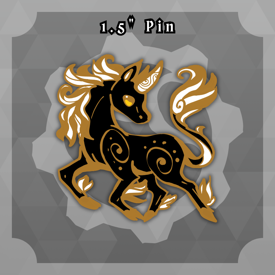 Dungeon Familiars: 1.5in Unicorn Foal Nightmare Pin