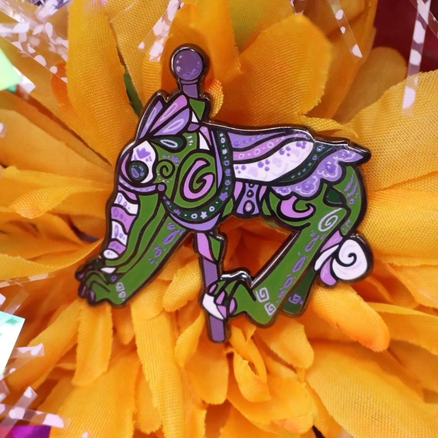 Genderqueer flag hugag cryptid carousel enamel pin