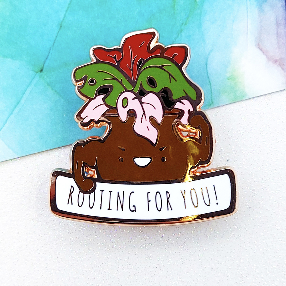 "Rooting For You" Enamel Pin (Rose Gold)