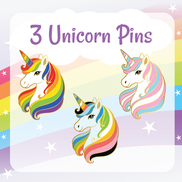 3X Unicorn Pins