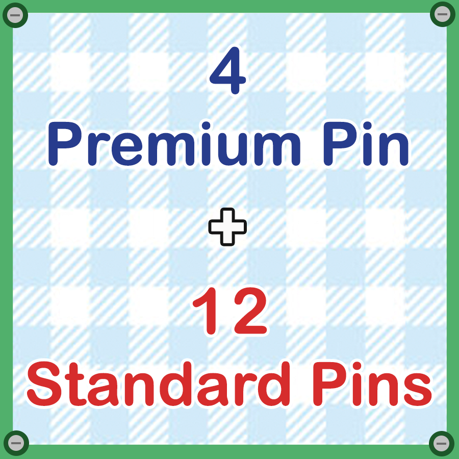 4 Premium + 12 Standard Pins