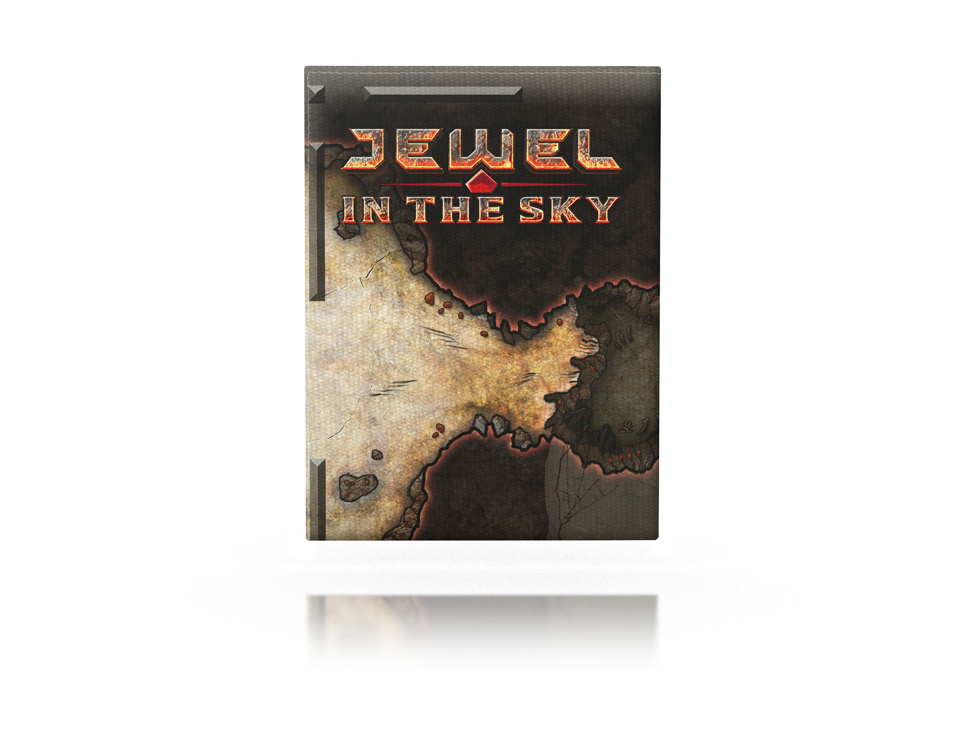 Mockup of a folded cloth map with the Jewel in the Sky logo.