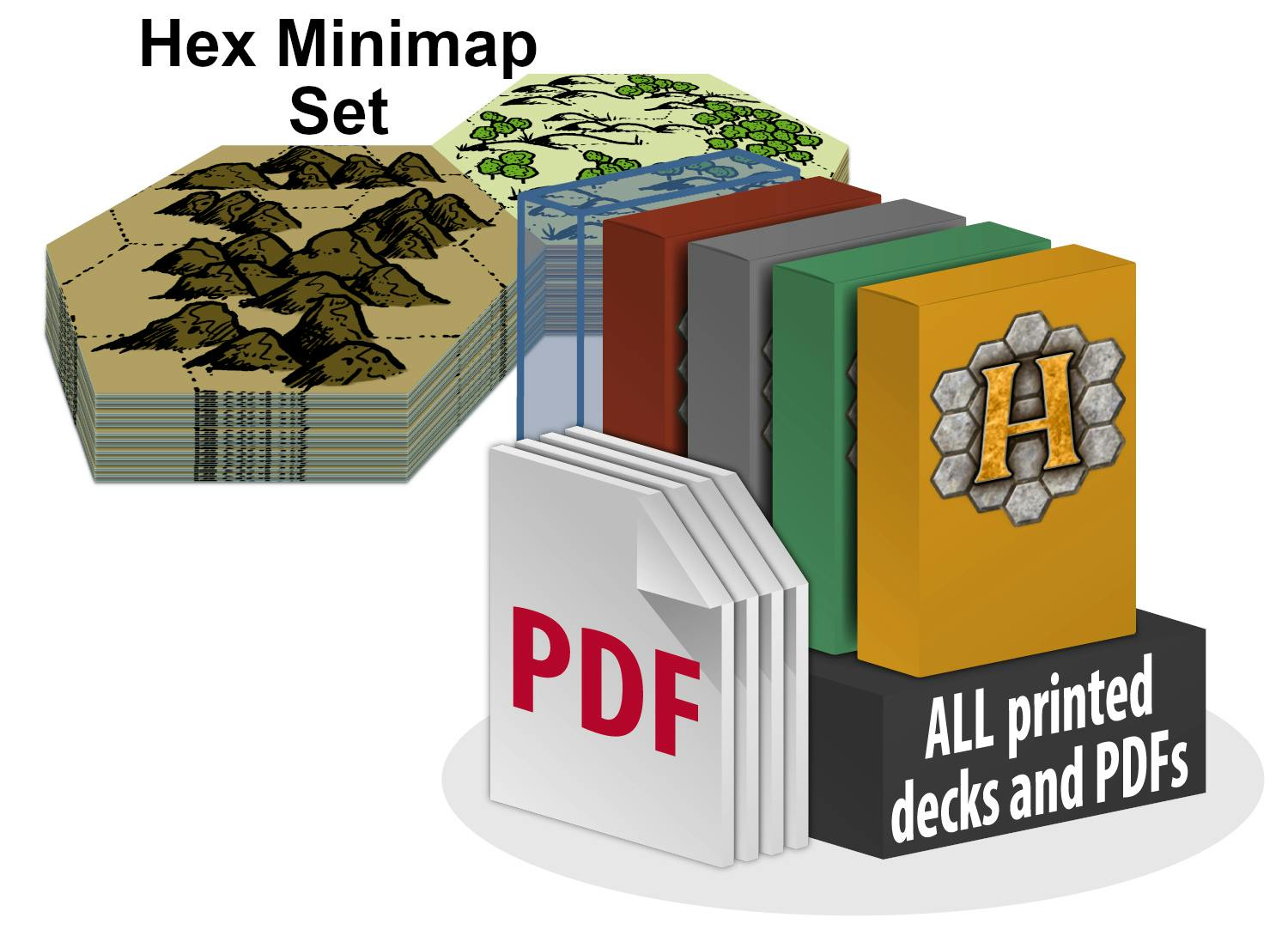 Hexplorer's Kit: All Printed Decks & PDFs & Hex Minimap Set