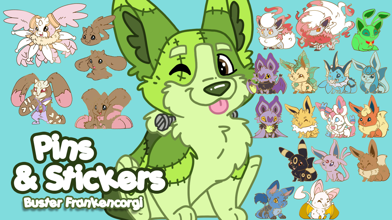 Buster Frankencorgi Pins & Stickers